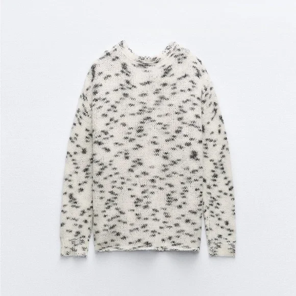 NWT Zara MIXED SLIT KNIT SWEATER - Picture 4 of 10